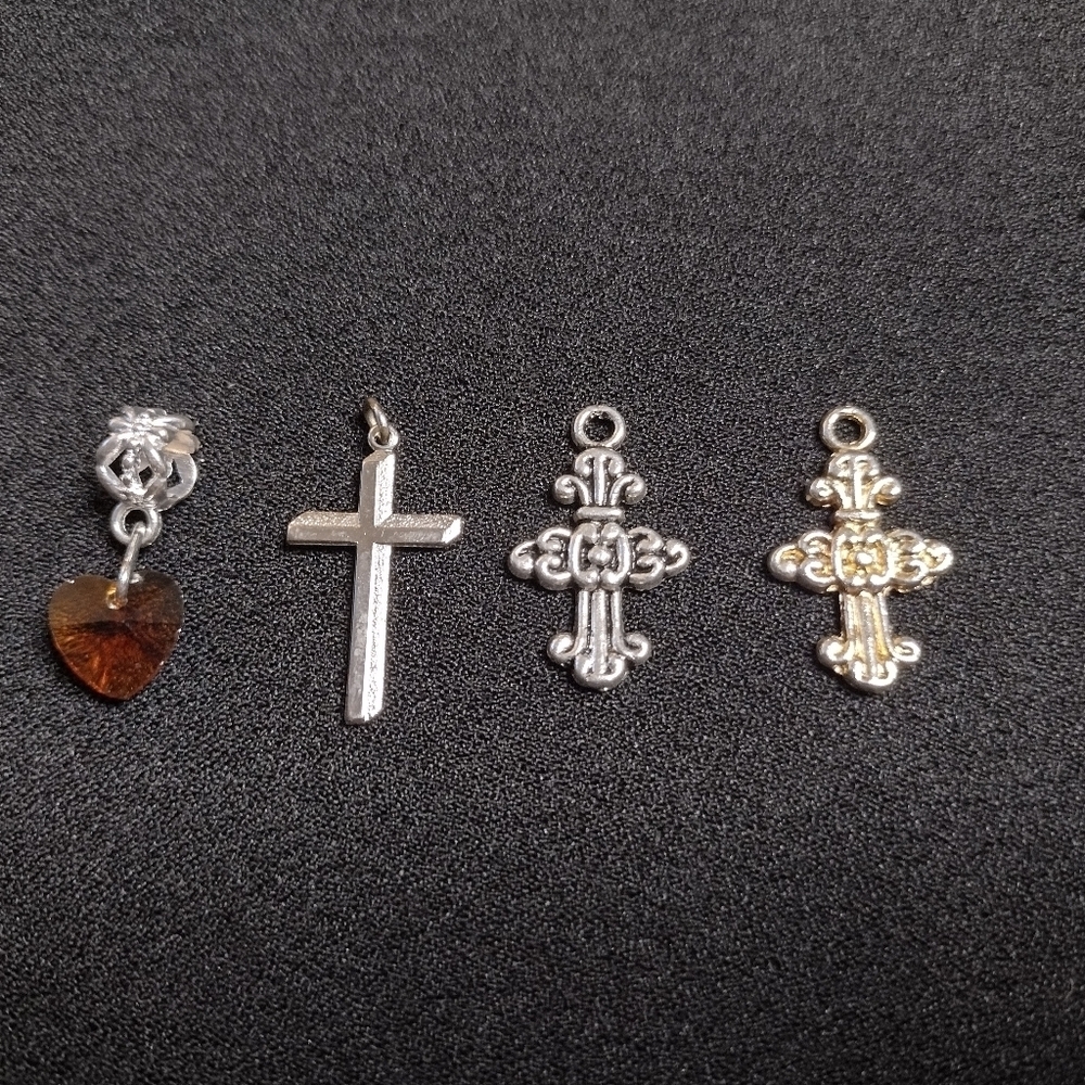Silver and Gold Cross Pendant Set